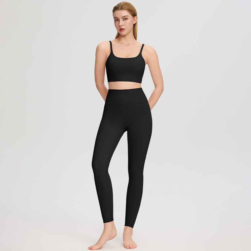 Workout Set for Women — Sports Bra and High Waisted Leggings Two Piece in Stretch Nylon
