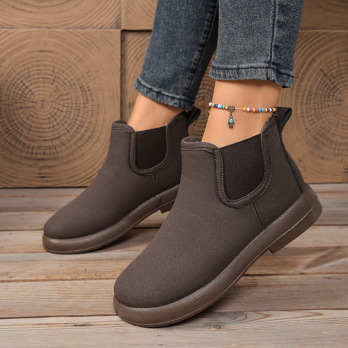 Chelsea Boots for Women — Fleece Lined Flat Ankle Boots in Soft Faux Suede