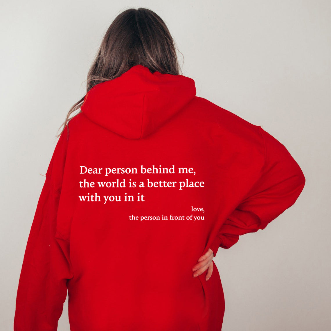 Oversized Slogan Hoodie for Women — You Are Enough Back Print in Soft Fleece