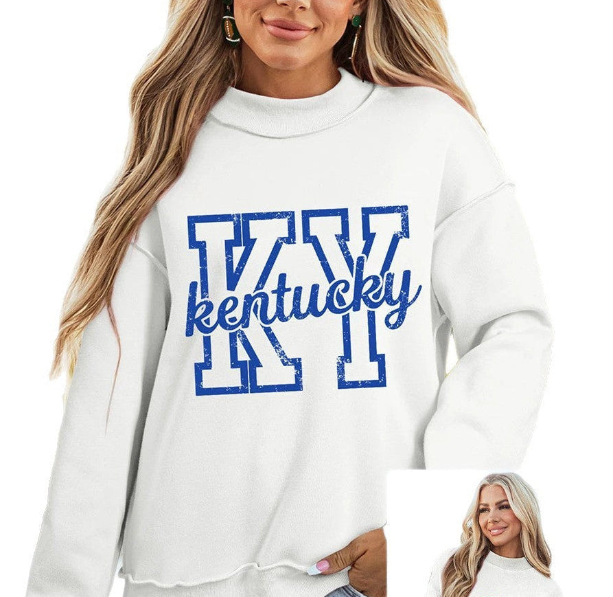Kentucky Graphic Sweatshirt for Women — Mock Neck Oversized Fit in Cotton Fleece
