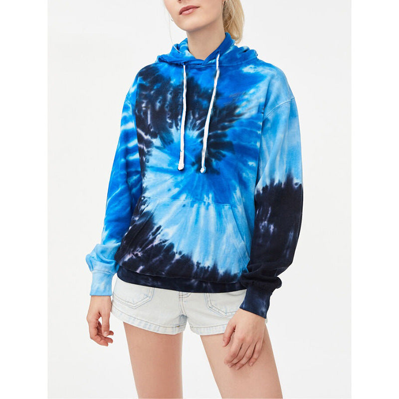 Tie Dye Hoodie for Women — Oversized Swirl Print Pullover in Cotton Fleece