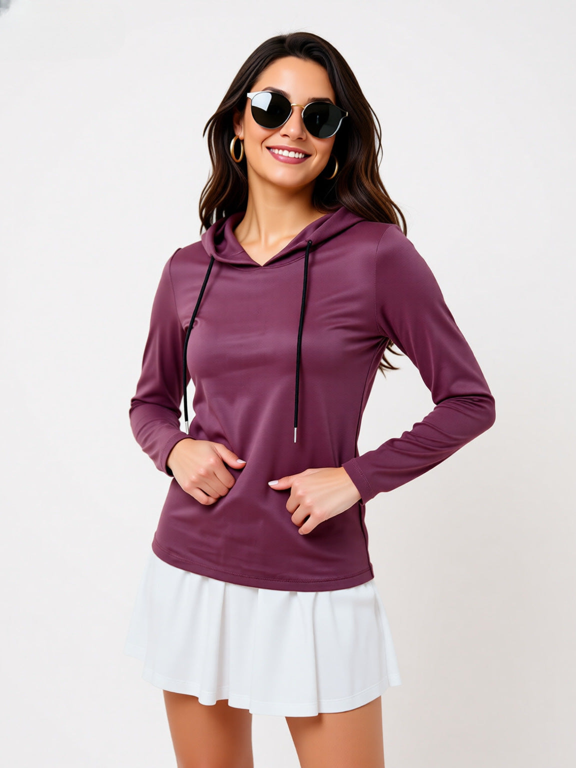 Lightweight Hoodie for Women — Slim Fit Pullover with Drawstring Hood in Soft Jersey