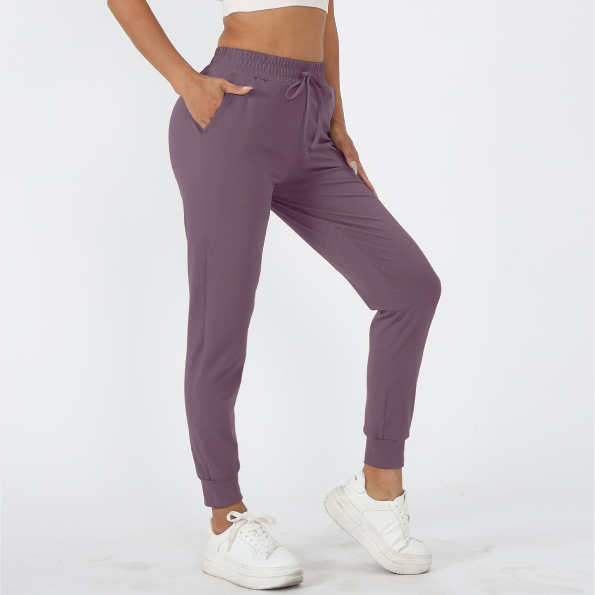 Jogger Sweatpants for Women — High Waisted Slim Fit in Soft Stretch Polyester