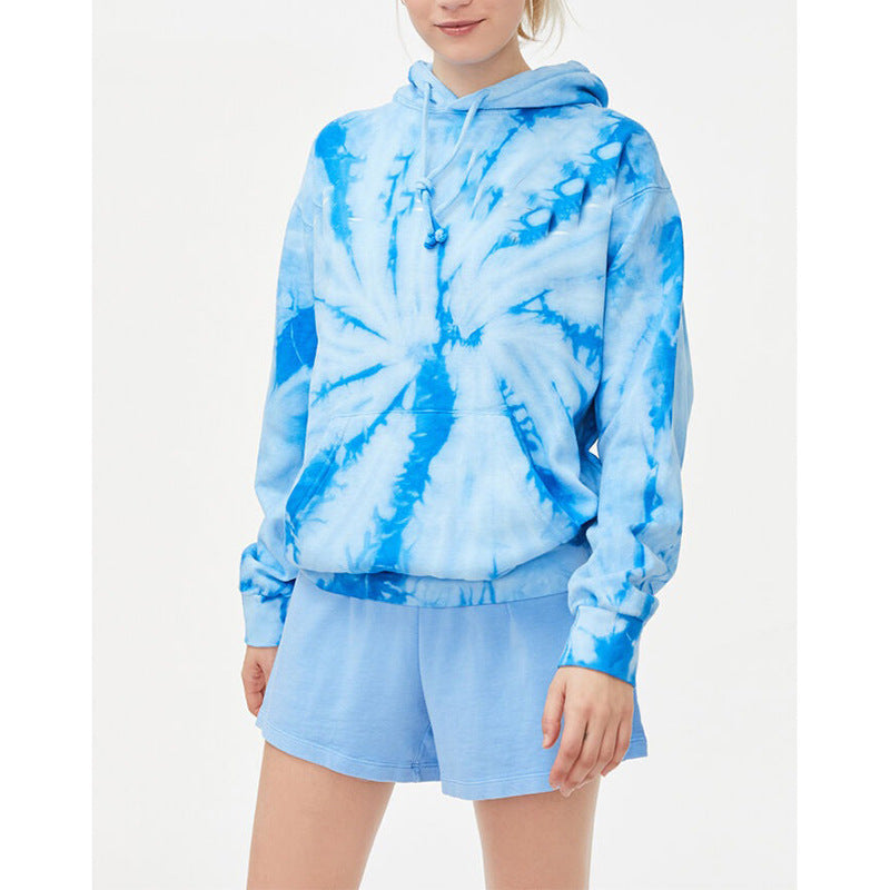 Tie Dye Hoodie for Women — Oversized Swirl Print Pullover in Cotton Fleece