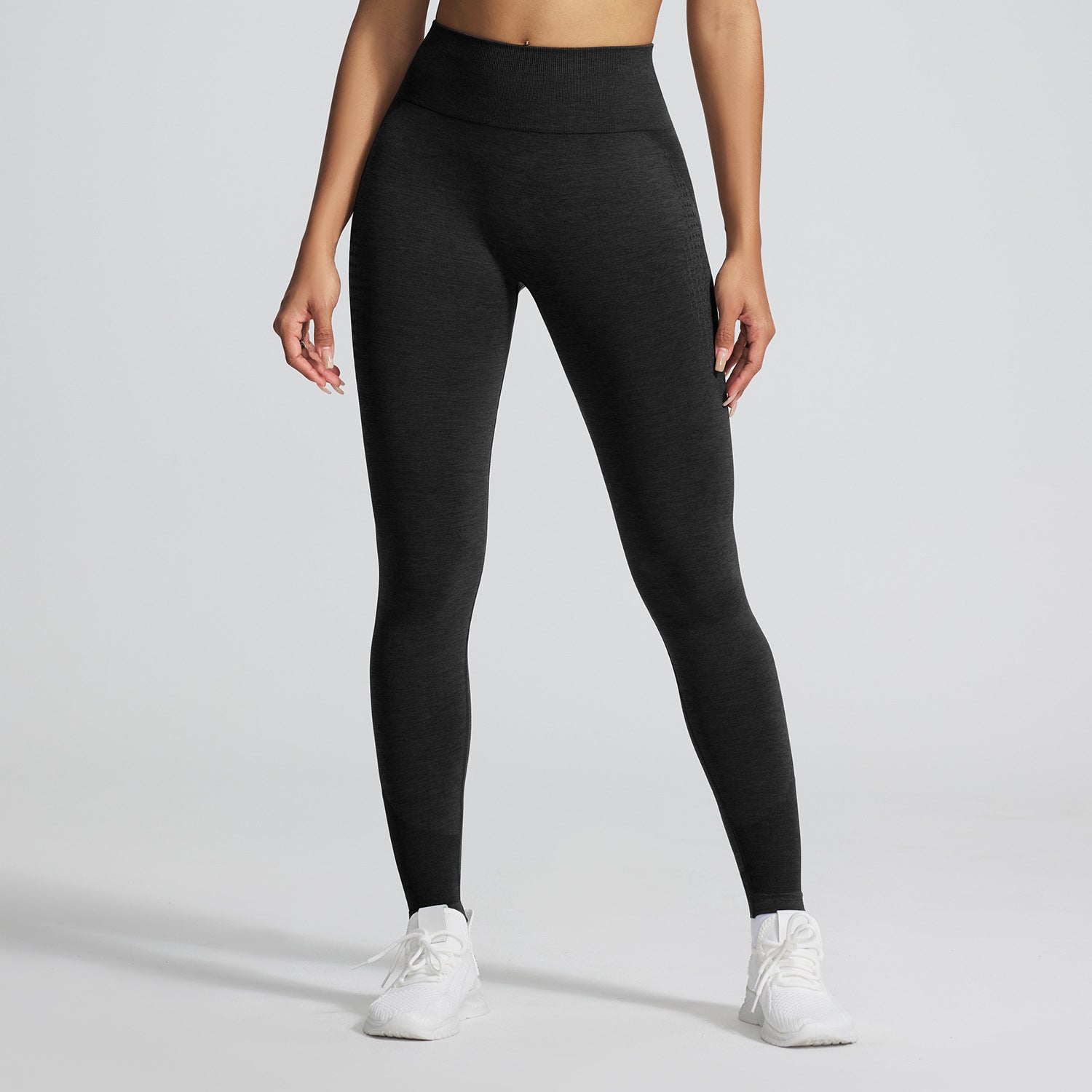 Marled Seamless Leggings for Women — High Waisted Jacquard Knit Fit in Stretch Nylon