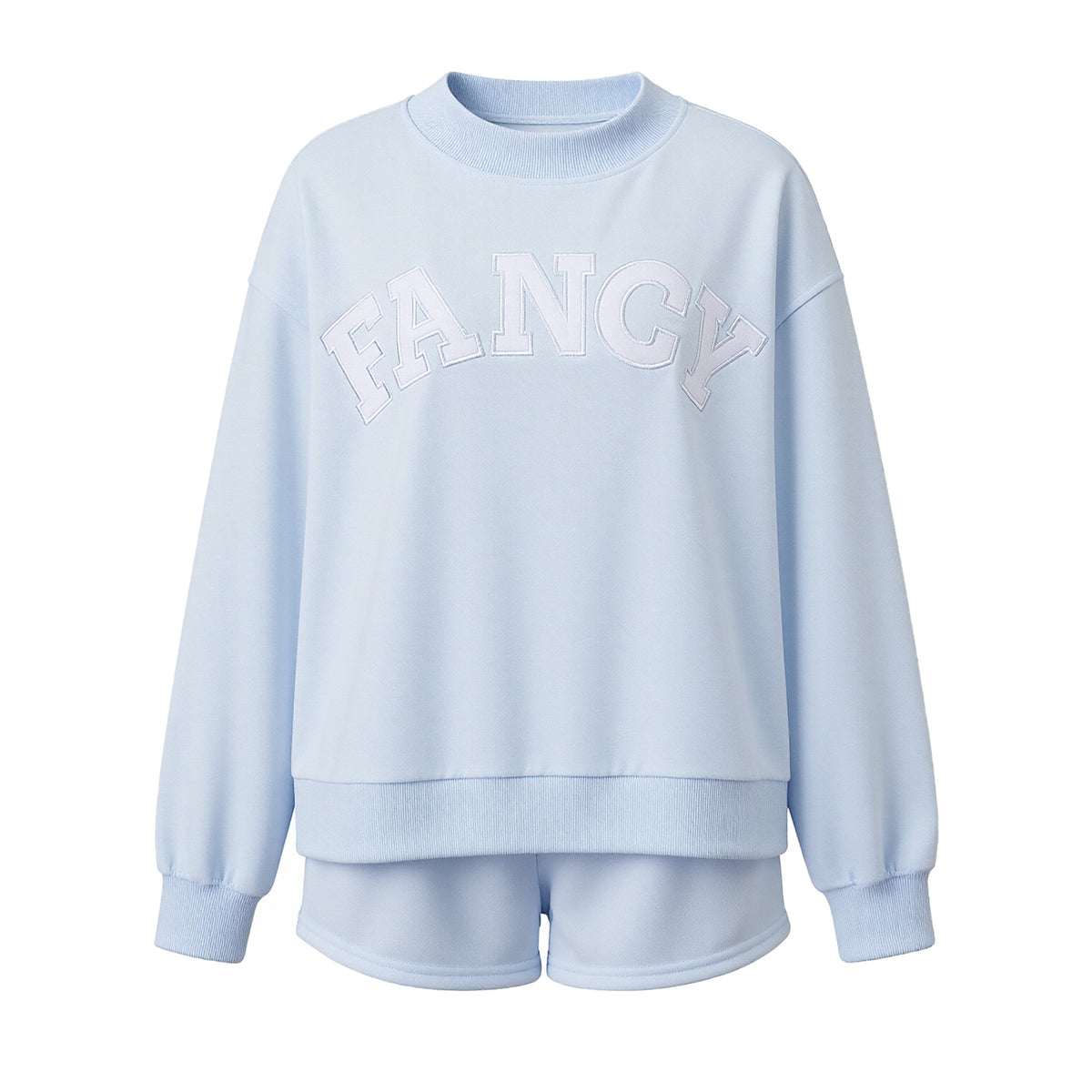 Sweatshirt and Shorts Set for Women — Varsity Letter Two Piece Loungewear in Fleece