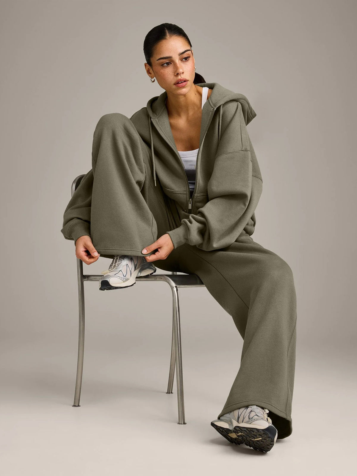 Zip Up Hoodie for Women — Oversized Drawstring Fit in Soft Cotton Fleece