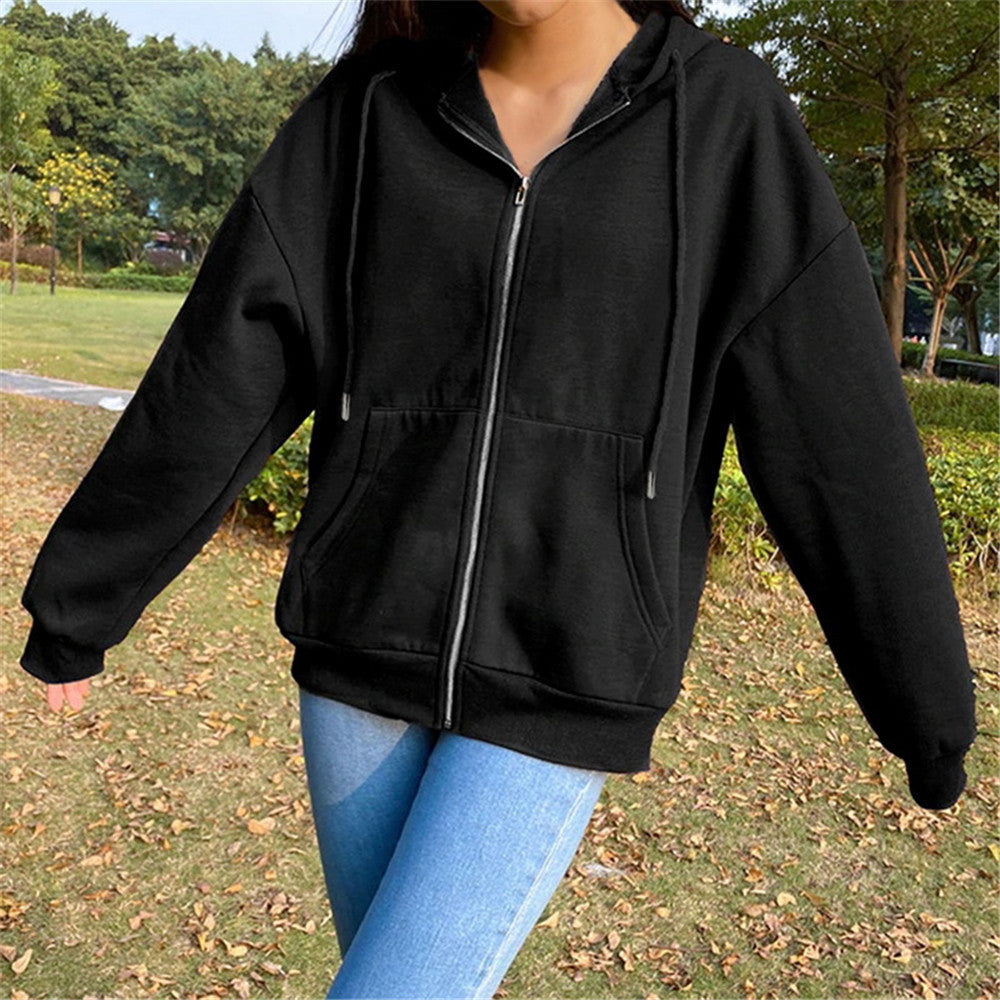 Oversized Zip Up Hoodie for Women — Relaxed Drawstring Hood and Pockets in Soft Fleece