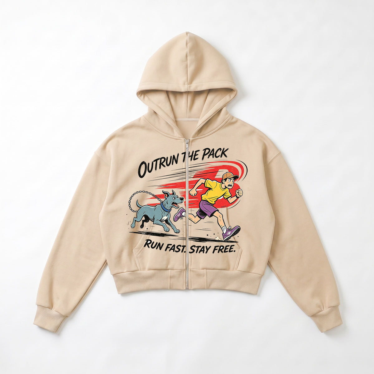 Zip Up Hoodie for Women — Oversized Graphic Print Style in Cotton Fleece