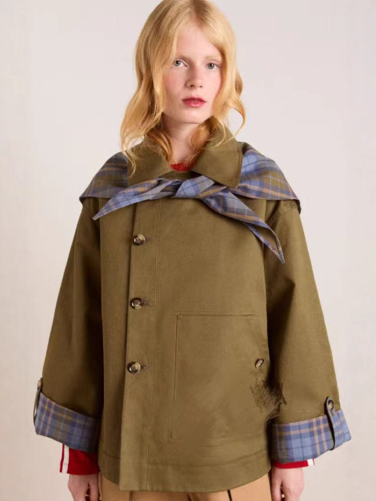 Chore Jacket for Women — Oversized Utility Barn Coat with Patch Pockets in Cotton Twill