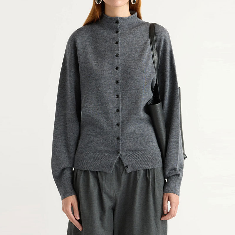 Merino Wool Cardigan for Women — Collared Button Front Knit in a Relaxed Fit