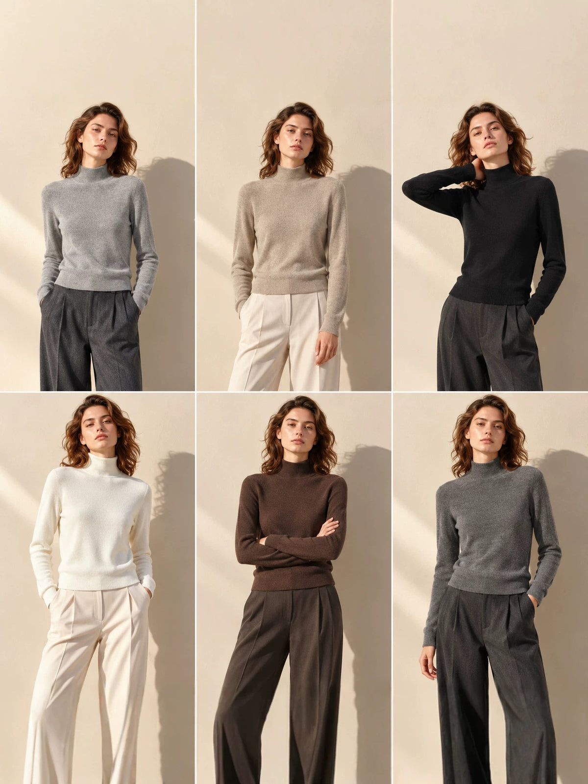 Women’s half high-neck knit base layer pullover, slim fit, long sleeves
