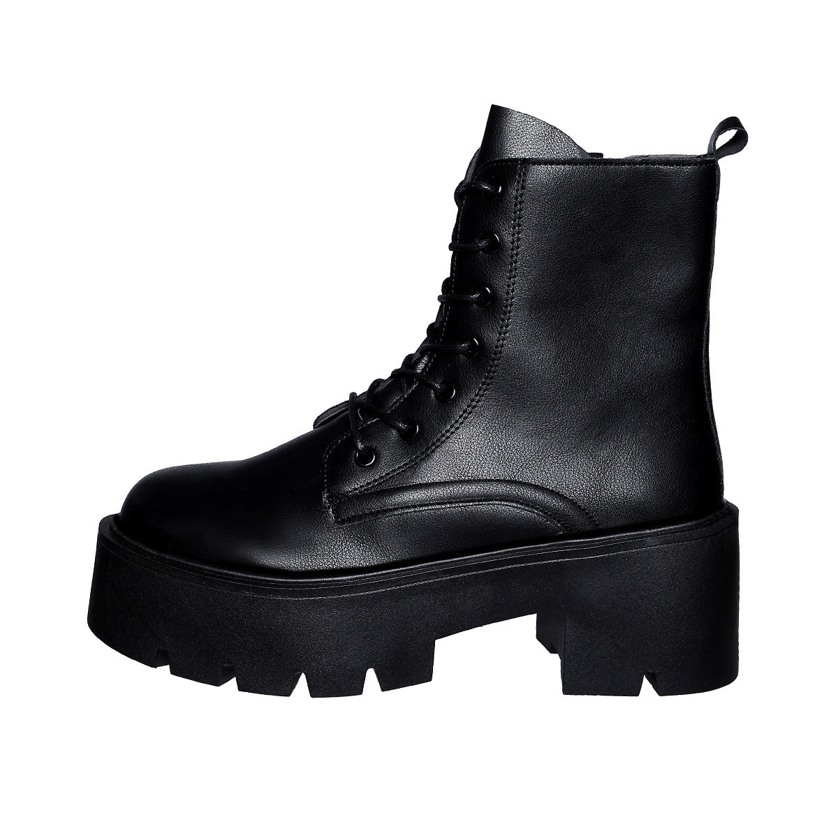 Combat Boots for Women — Chunky Lug Sole Platform Ankle Booties in Faux Leather
