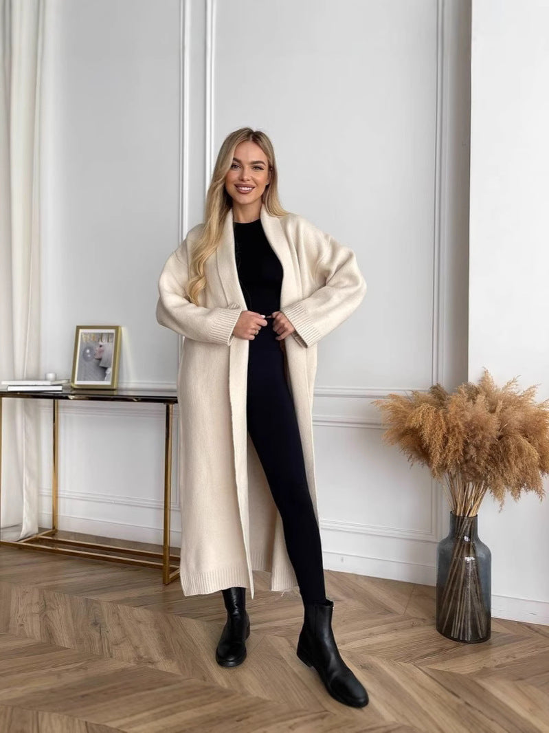 Duster Cardigan for Women — Longline Open Front with Shawl Collar in Soft Wool