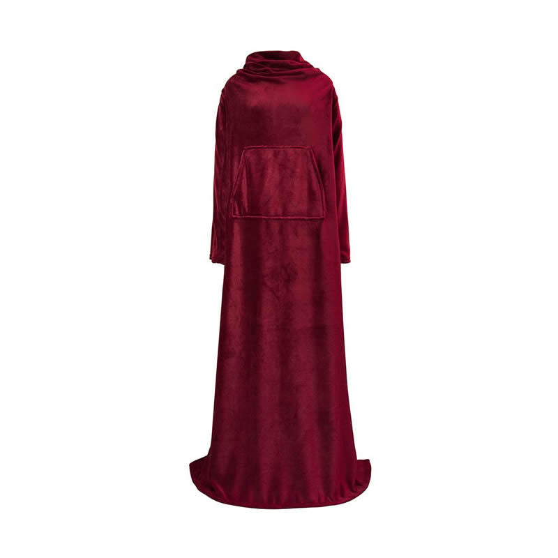 Wearable Blanket with Sleeves — Oversized Fleece Throw with Front Pocket for Cozy Nights