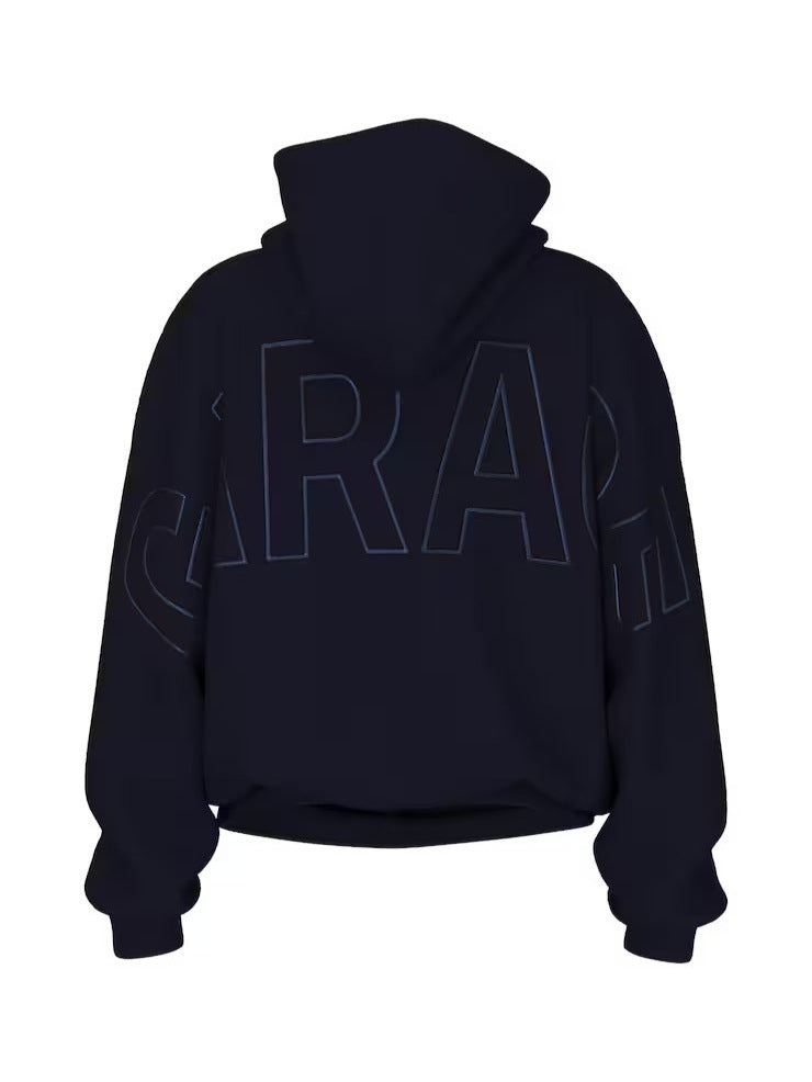 Cropped Hoodie for Women — Oversized Pullover with Tonal Back Embroidery in Fleece