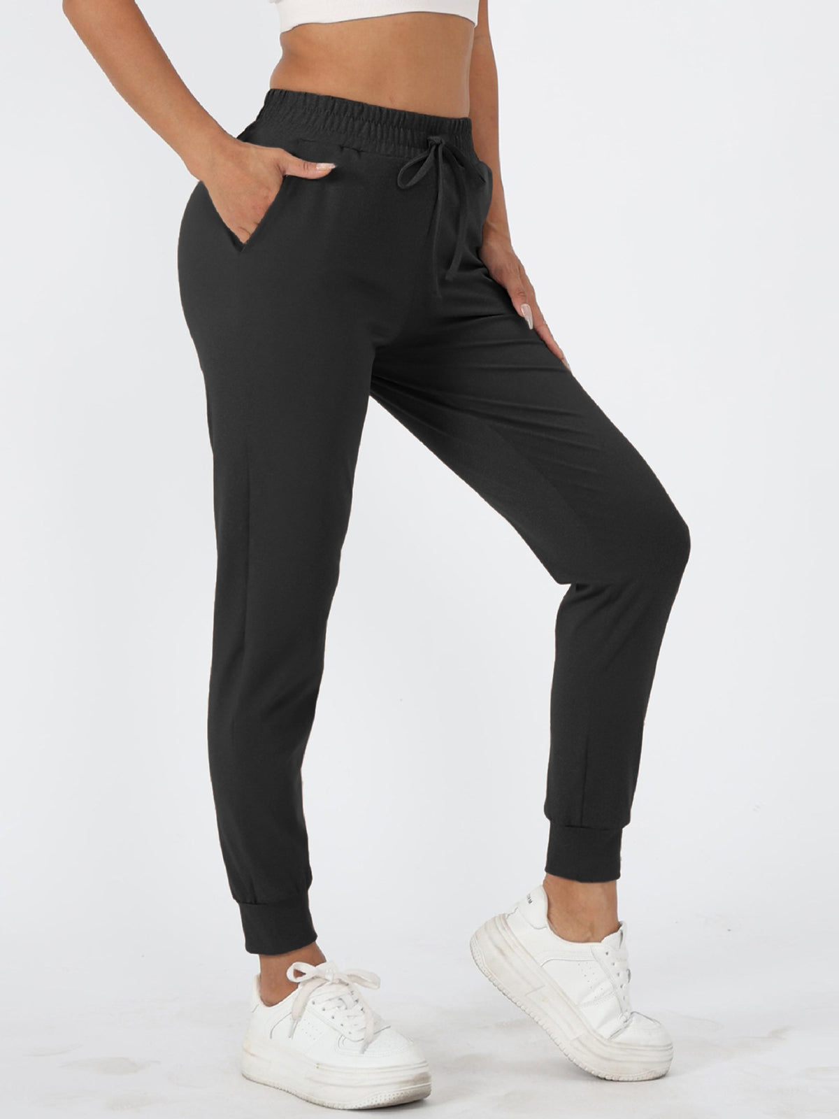 Jogger Sweatpants for Women — High Waisted Slim Fit in Soft Stretch Polyester