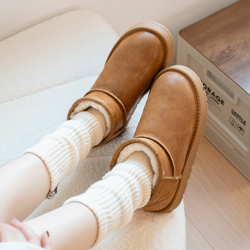 Platform Mini Snow Boots for Women — Fleece Lined Winter Ankle Boot in Faux Leather