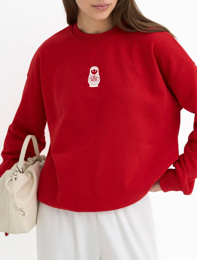 Oversized Crewneck Sweatshirt for Women — Drop Shoulder Pullover in Cotton Fleece