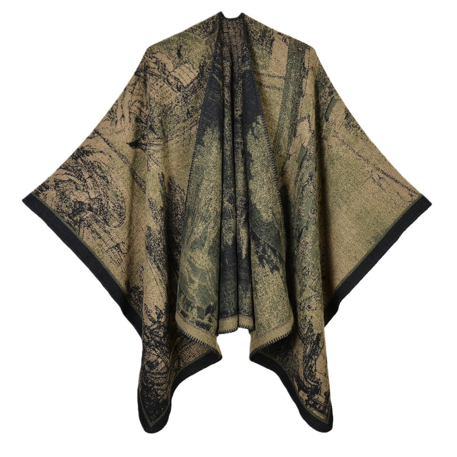 Reversible Poncho Cape for Women — Open Front Blanket Shawl Wrap in Soft Cashmere