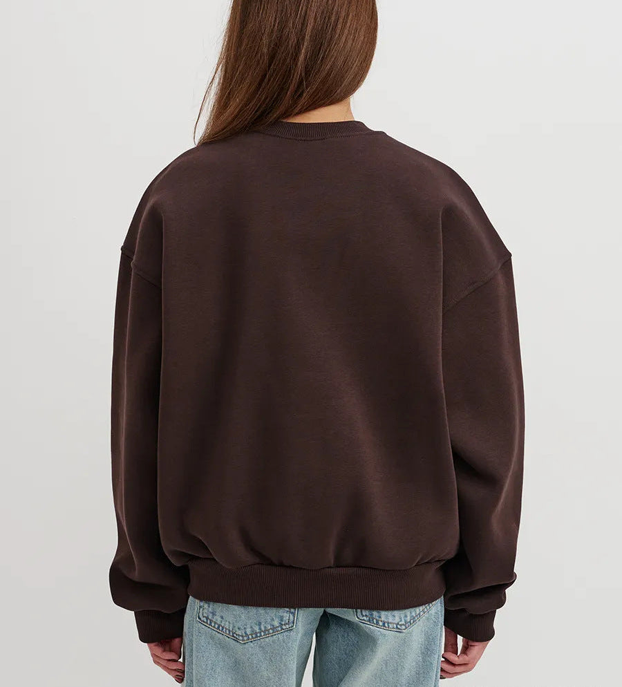 Graphic Sweatshirt for Women — Oversized Retro Radio Print Crewneck in Soft Fleece