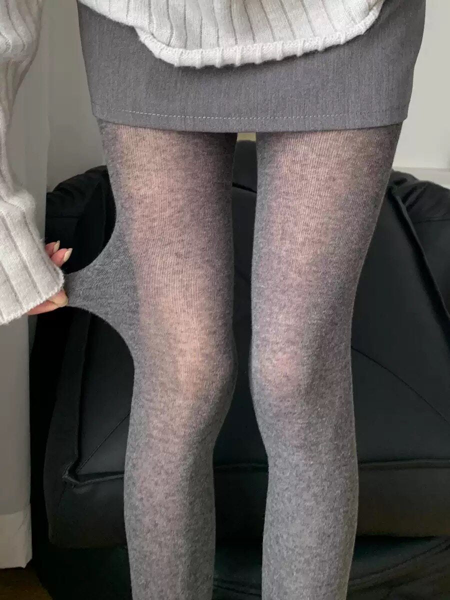 Matte sheer light gray pantyhose with smooth long-leg coverage