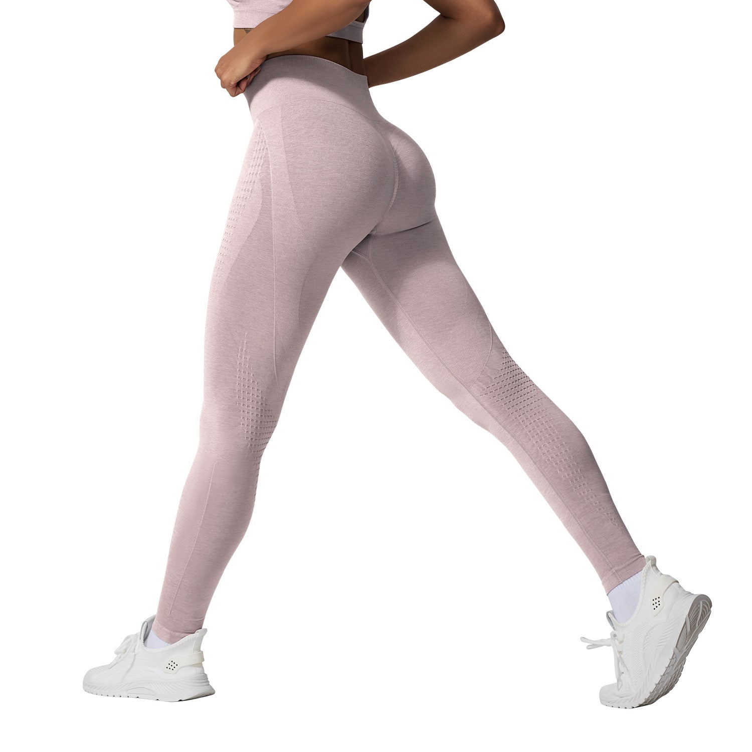 Marled Seamless Leggings for Women — High Waisted Jacquard Knit Fit in Stretch Nylon