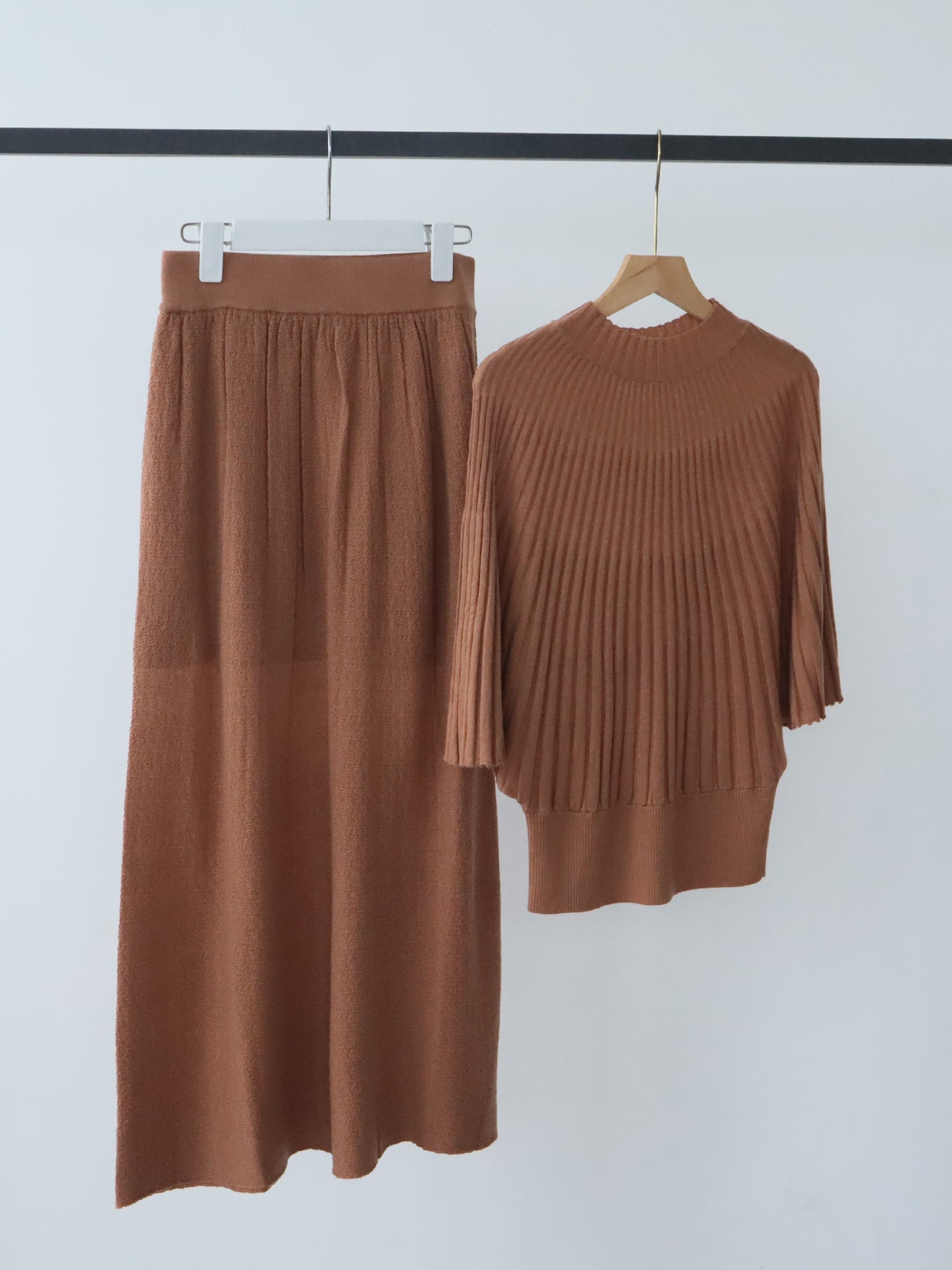 Short Sleeve Sweater for Women — Mock Neck Ribbed Knit with Batwing Sleeves in Soft Wool Blend