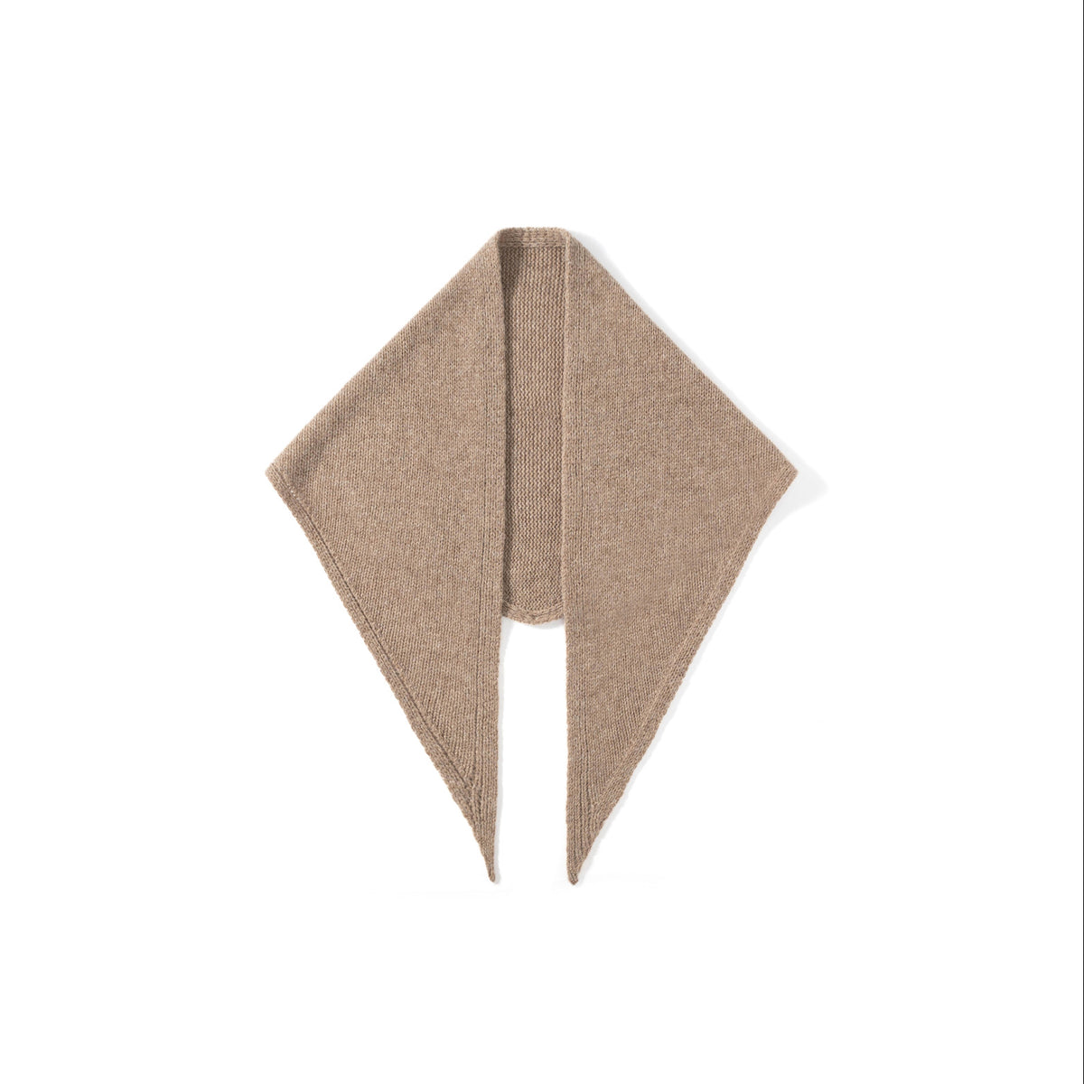 Women’s knitted triangle scarf in mocha brown, long tie ends