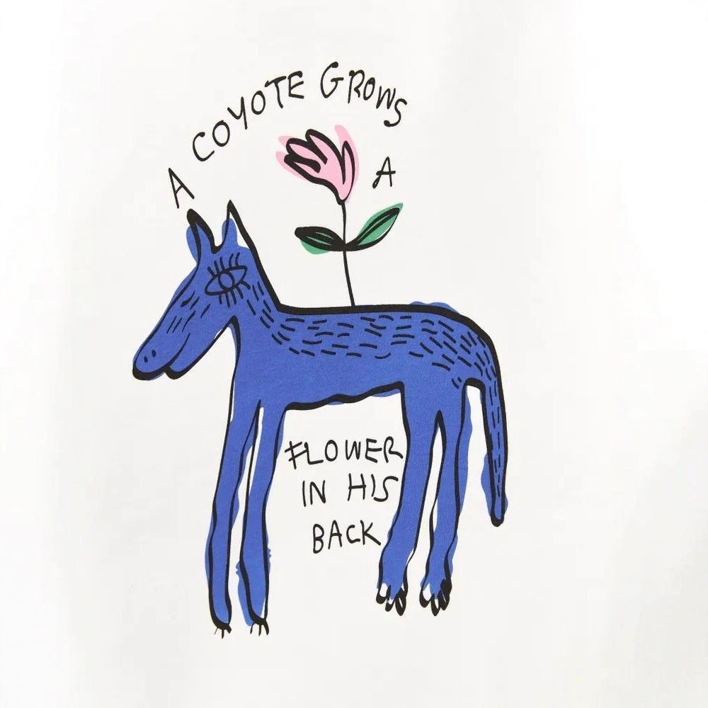 Graphic Sweatshirt for Women — Oversized Crew Neck with Coyote Back Print in Cotton Fleece