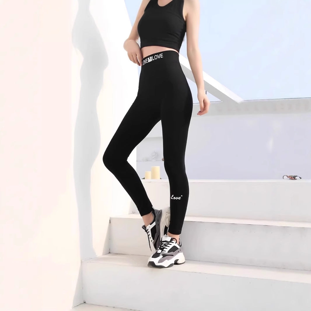 High Waisted Leggings for Women — Slogan Waistband and Ankle Length Skinny Fit in Modal
