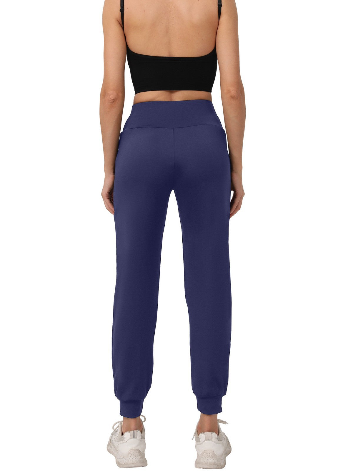 Jogger Pants for Women with Pockets — High Waisted Tapered Fit in Stretch Polyester