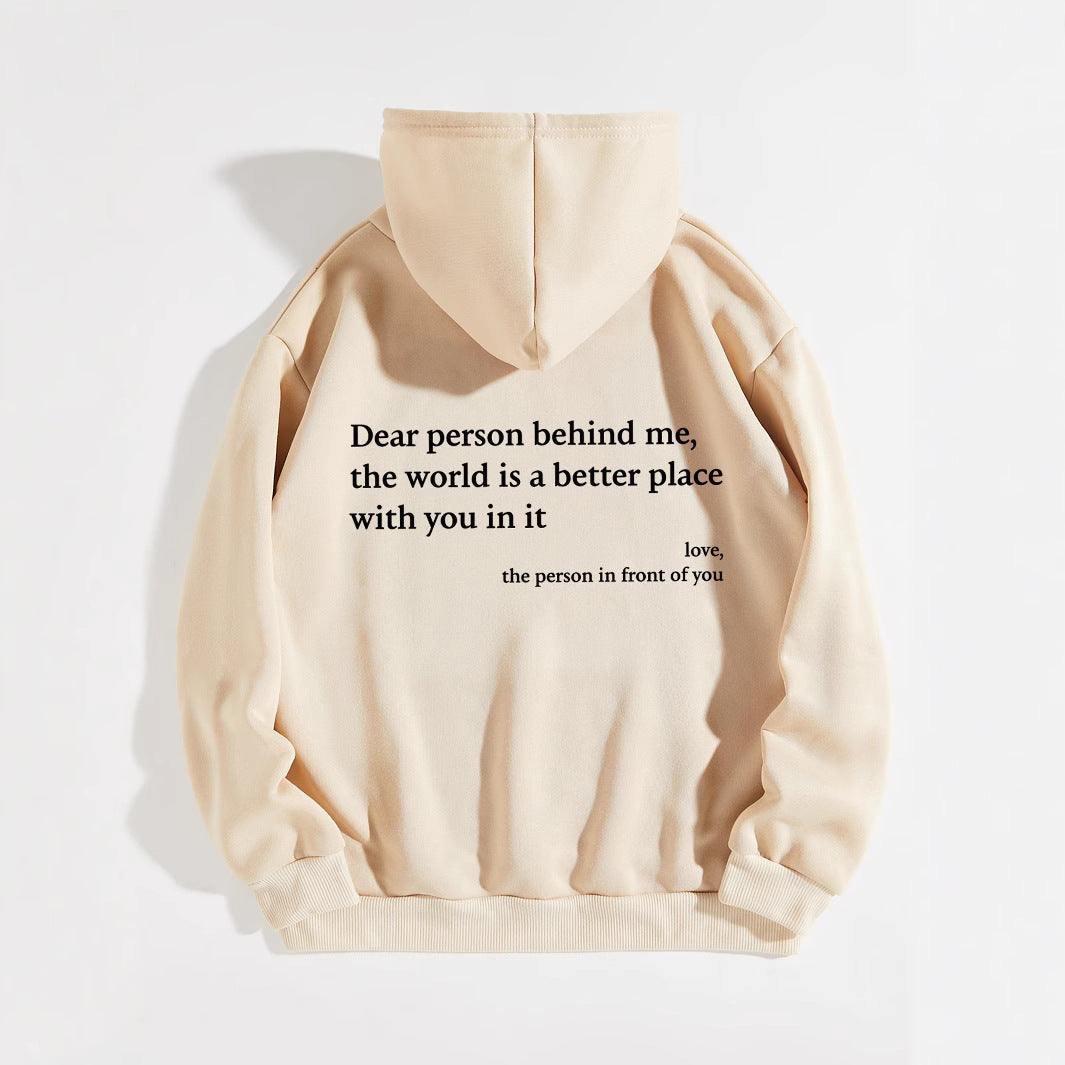 Oversized Slogan Hoodie for Women — You Are Enough Back Print in Soft Fleece