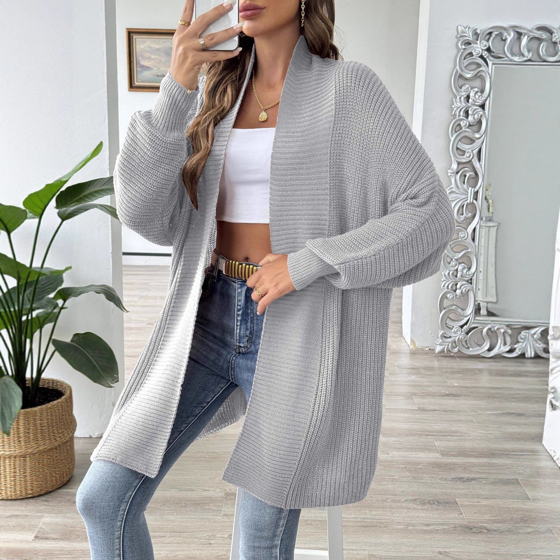 Long Cardigan for Women — Oversized Open Front Duster Style in Soft Ribbed Knit