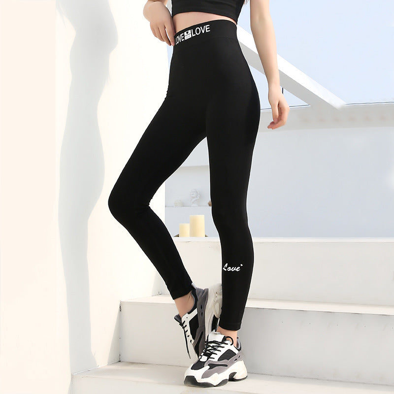 High Waisted Leggings for Women — Slogan Waistband and Ankle Length Skinny Fit in Modal