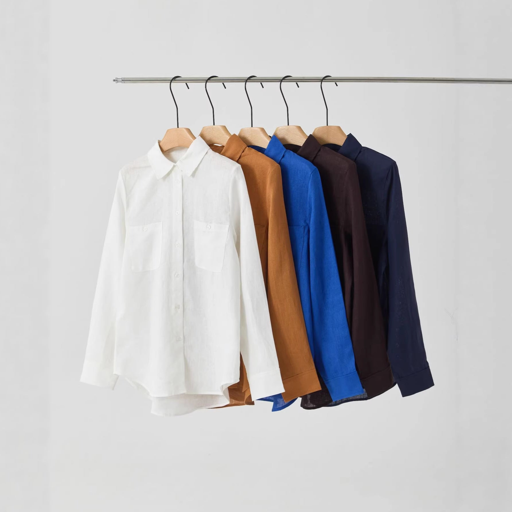 Linen Shirt for Women — Button Down with Twin Chest Pockets and Shirttail Hem