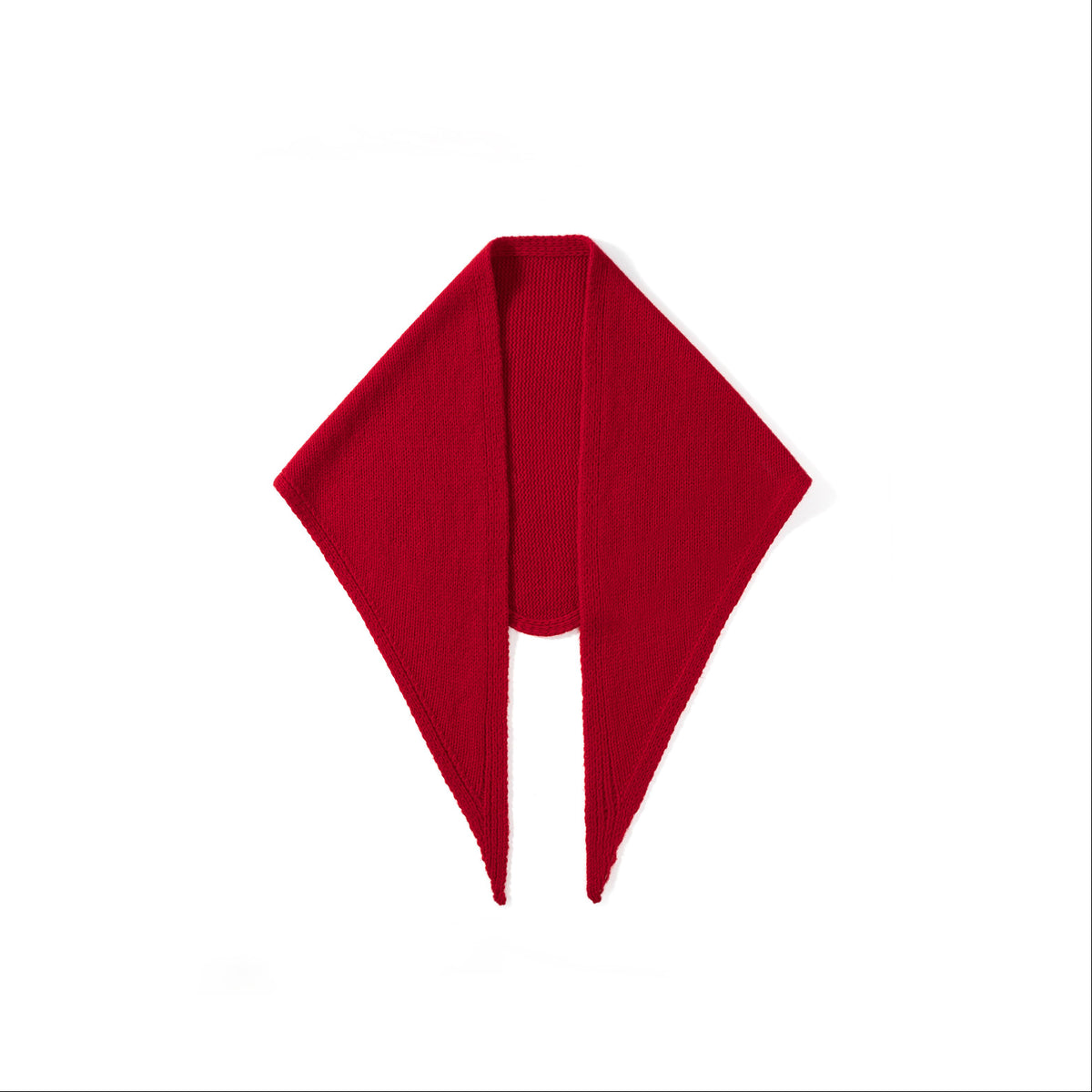 Women’s knitted triangle scarf in red, long tie ends