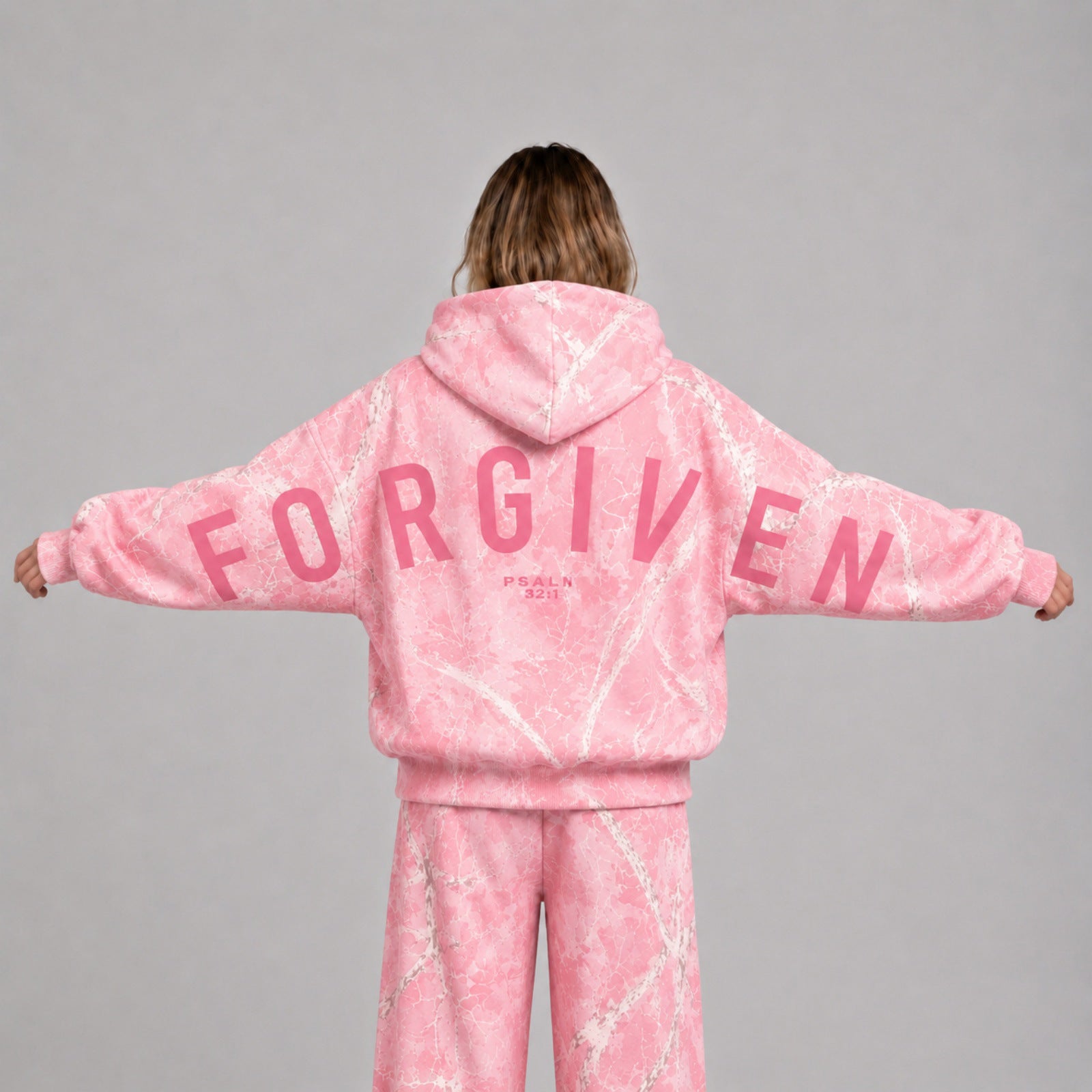 Oversized Graphic Hoodie for Women — Marble Print Pullover in Soft Fleece