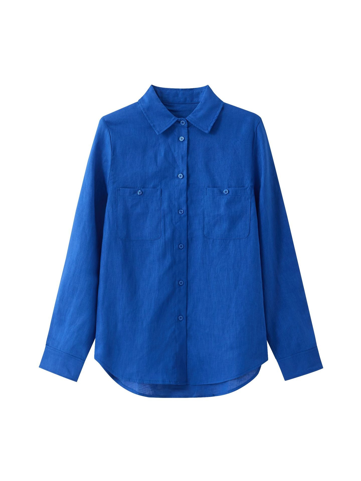 Linen Shirt for Women — Button Down with Twin Chest Pockets and Shirttail Hem