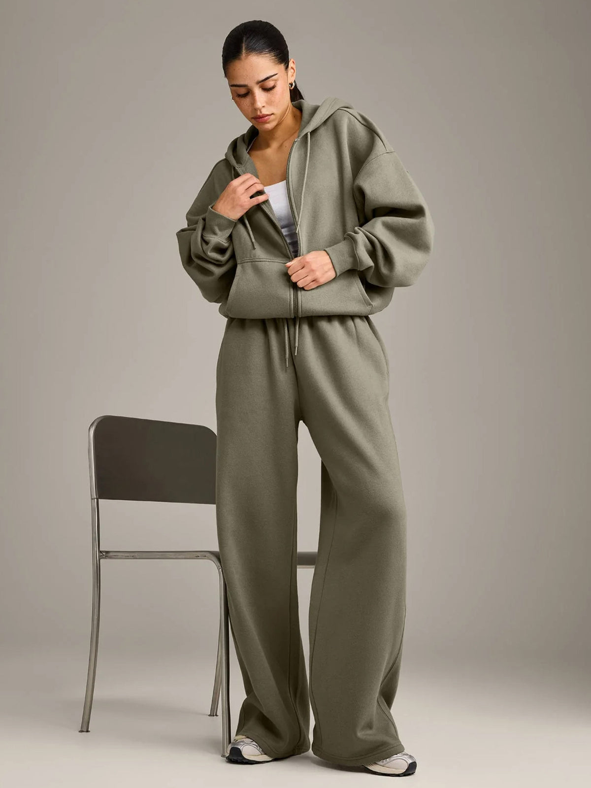 Zip Up Hoodie for Women — Oversized Drawstring Fit in Soft Cotton Fleece