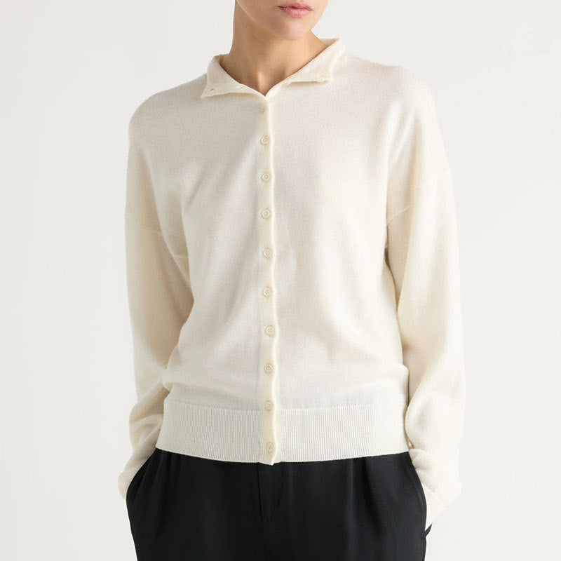 Merino Wool Cardigan for Women — Collared Button Front Knit in a Relaxed Fit