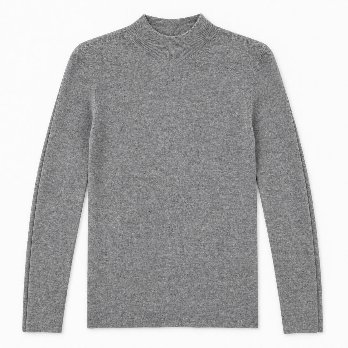 Women’s long-sleeve half high-neck knit pullover base layer in heather gray
