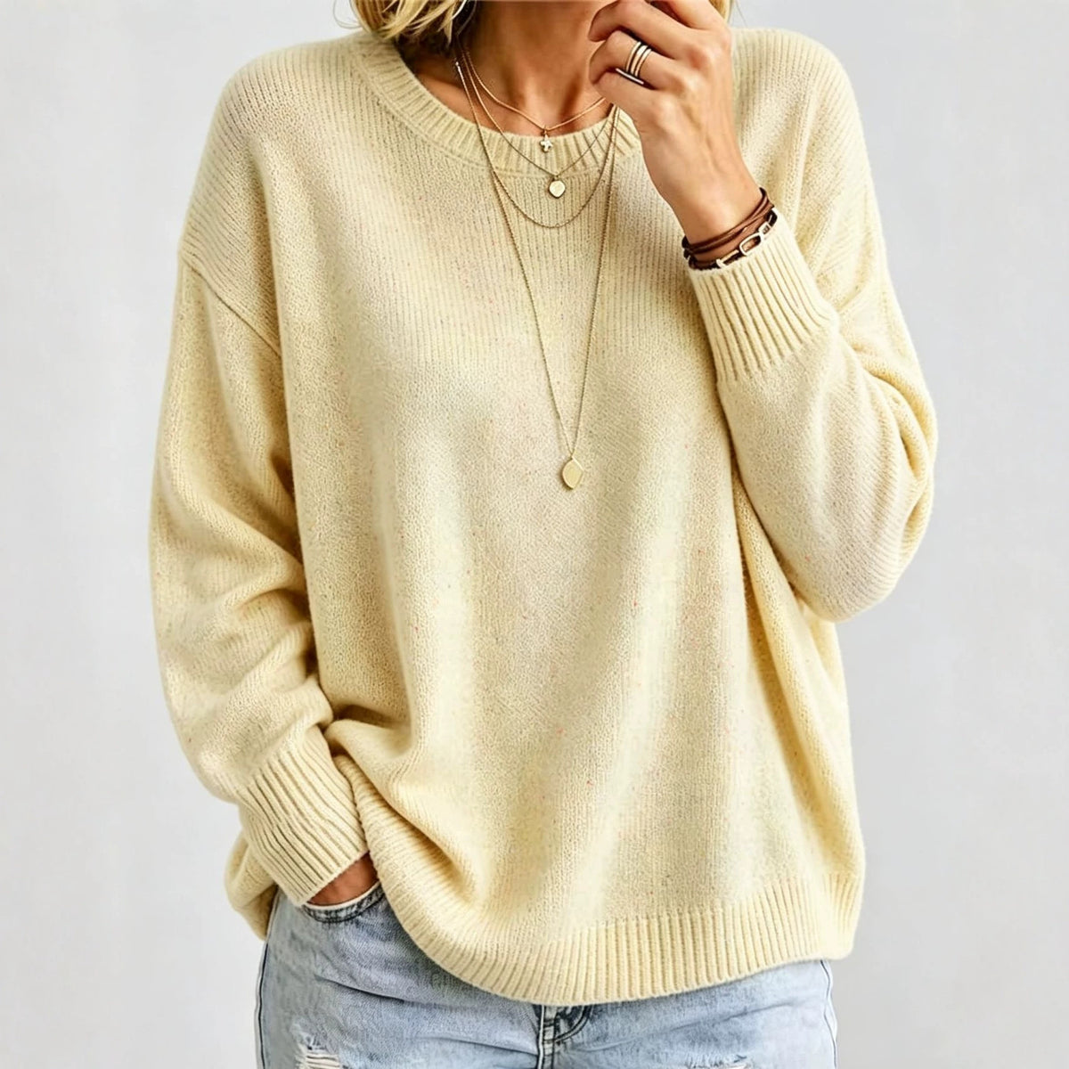 Short Sleeve Pullover Sweater for Women — Cropped Oversized Fit in Pointelle Cotton Knit