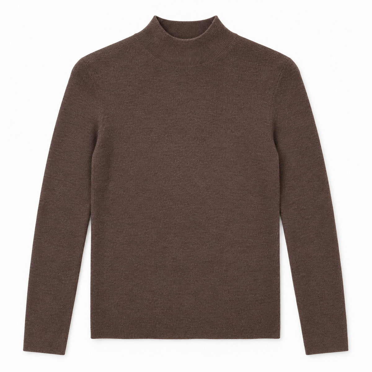 Women’s long-sleeve half high-neck knit pullover base layer in dark brown