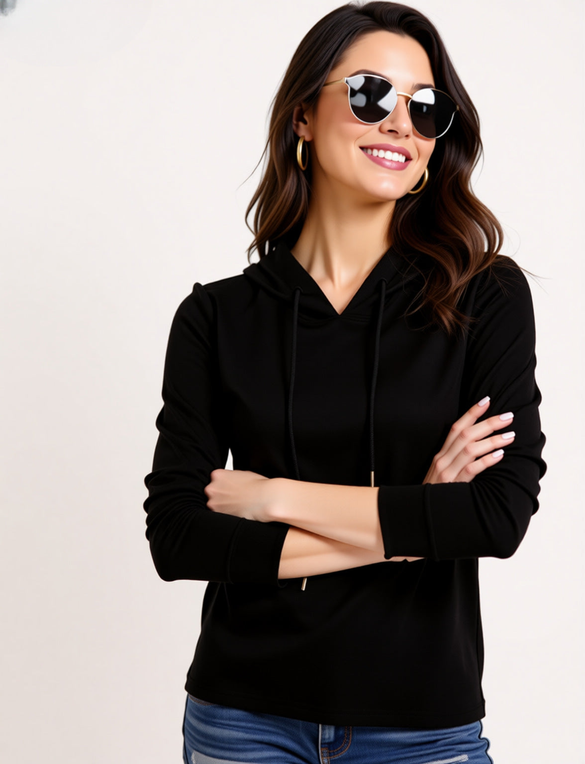 Lightweight Hoodie for Women — Slim Fit Pullover with Drawstring Hood in Soft Jersey