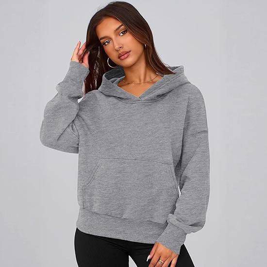 Fleece Hoodie for Women — Oversized Pullover with Kangaroo Pocket and Drop Shoulders