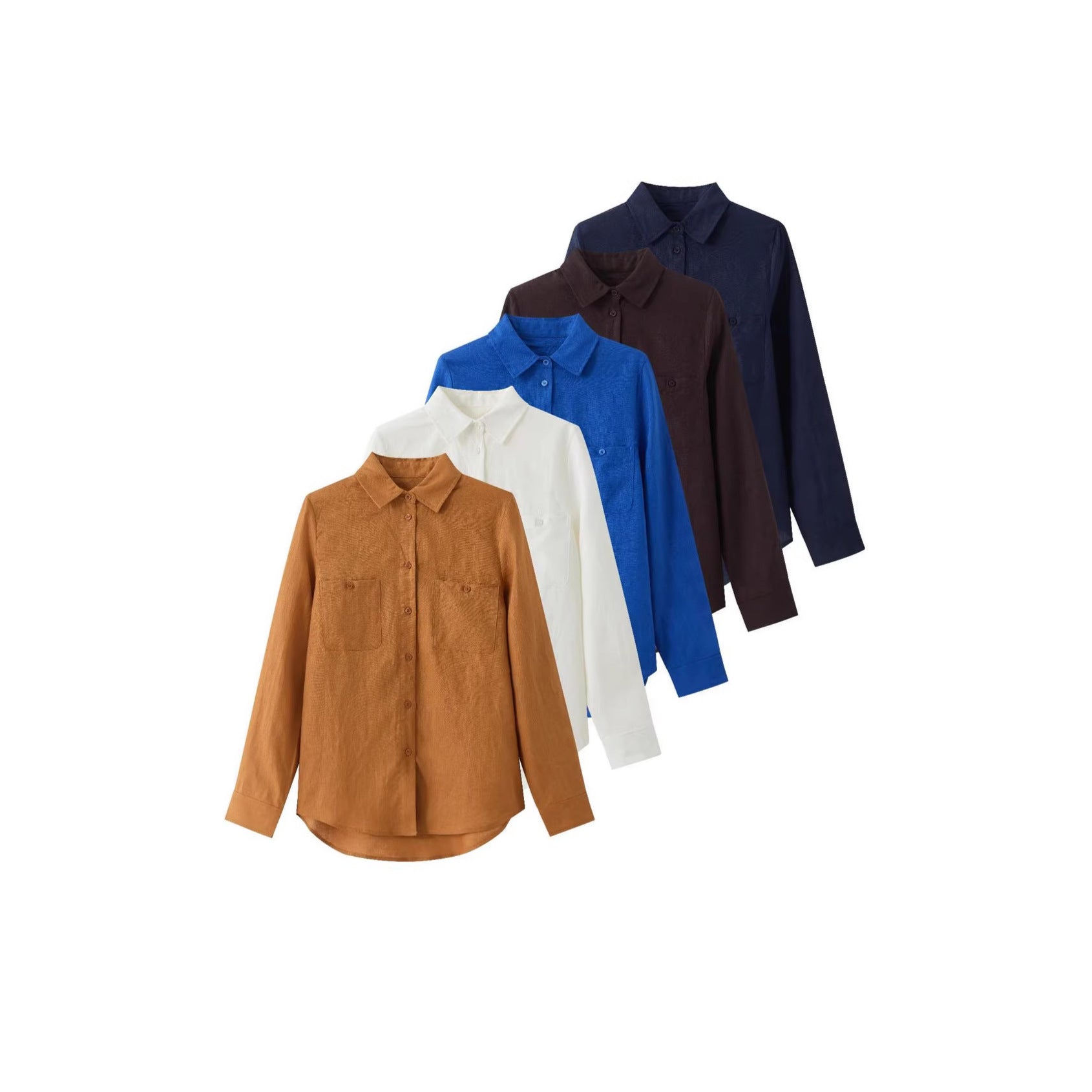 Linen Shirt for Women — Button Down with Twin Chest Pockets and Shirttail Hem