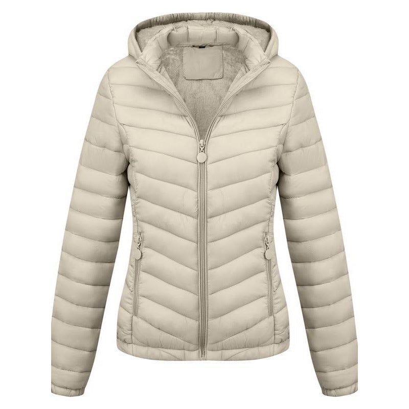 Off-white hooded quilted puffer jacket with full front zipper