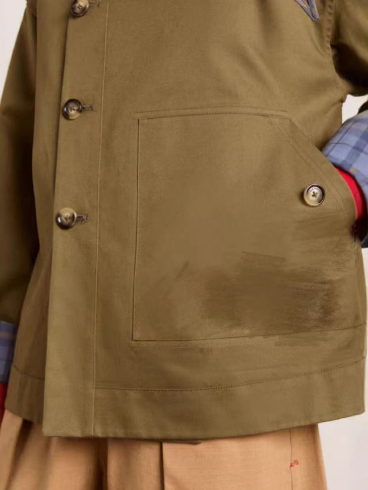 Chore Jacket for Women — Oversized Utility Barn Coat with Patch Pockets in Cotton Twill