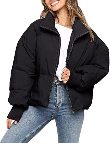 Women’s quilted cotton winter jacket, black, full-zip front, ribbed cuffs and hem